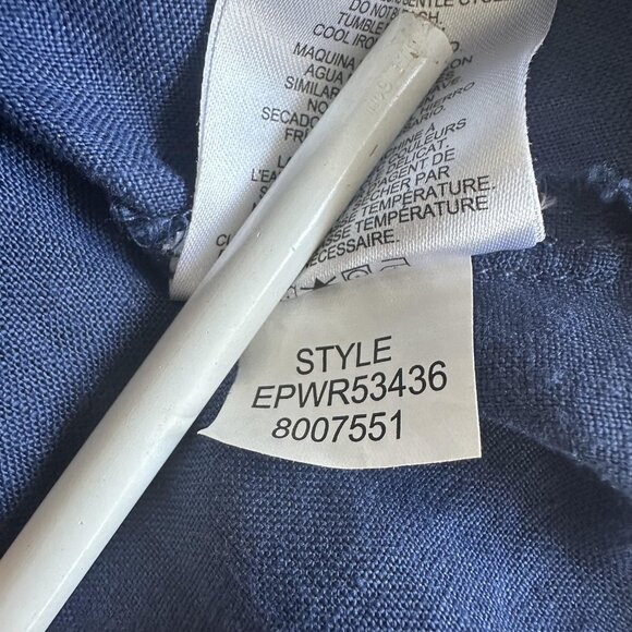 Ellen Tracy Tunic Top Womens 2X Blue Linen Zip Front 3/4 Sleeve Utility Office - Picture 10 of 13